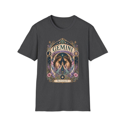 Gemini Zodiac Softstyle T-Shirt – Celestial Twins Artwork