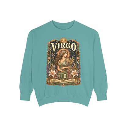 Virgo Zodiac Garment-Dyed Sweatshirt – Mystic Maiden Artwork