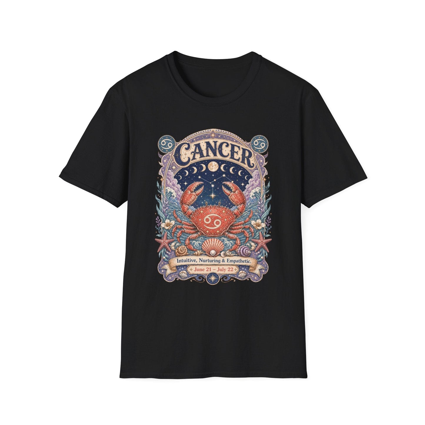 Cancer Zodiac Softstyle T-Shirt – Celestial Crab Artwork