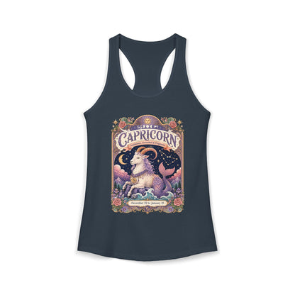 Capricorn Zodiac Women's Racerback Tank – Ornate Sea Goat Artwork