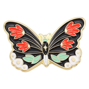 Romantic Floral Moth Enamel Pin