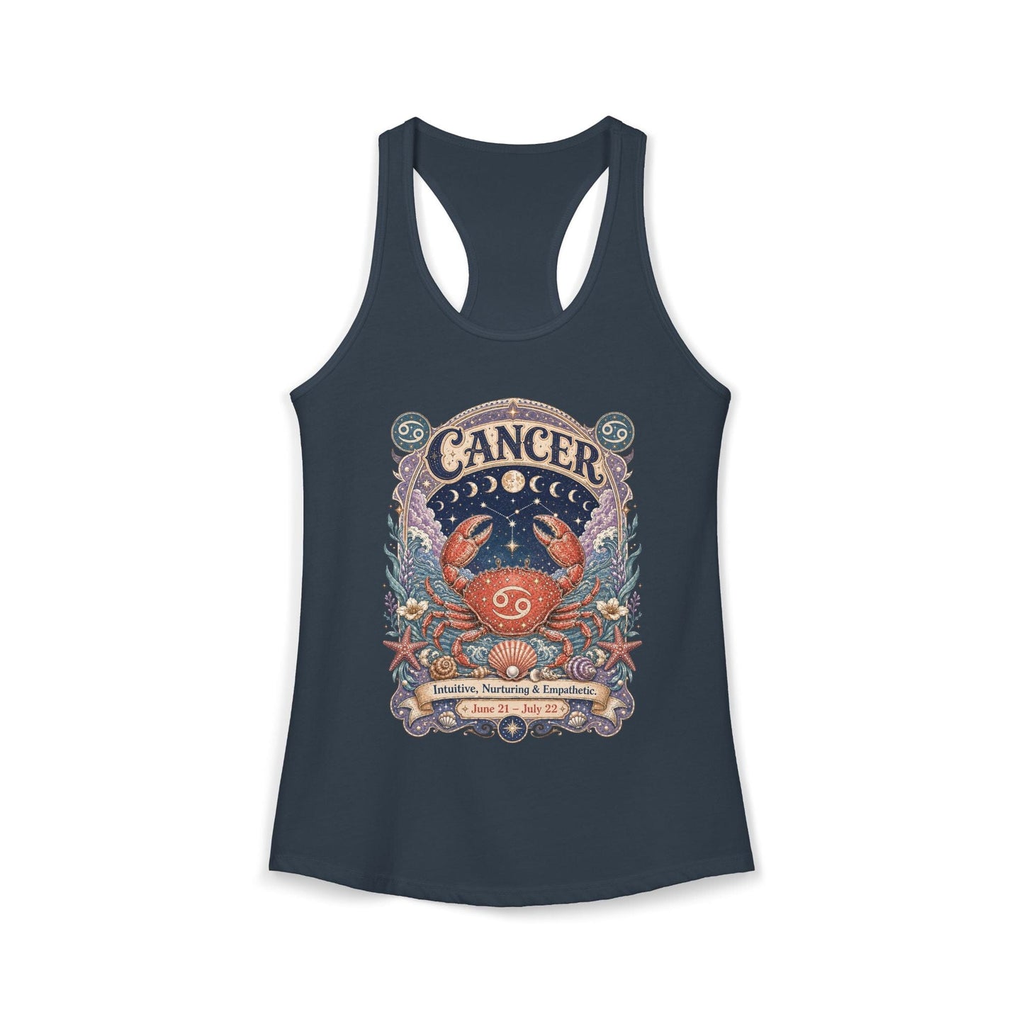 Cancer Zodiac Women's Racerback Tank – Ornate Crab Artwork