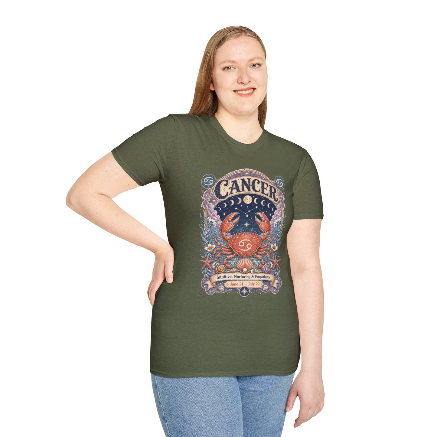 Cancer Zodiac Softstyle T-Shirt – Celestial Crab Artwork