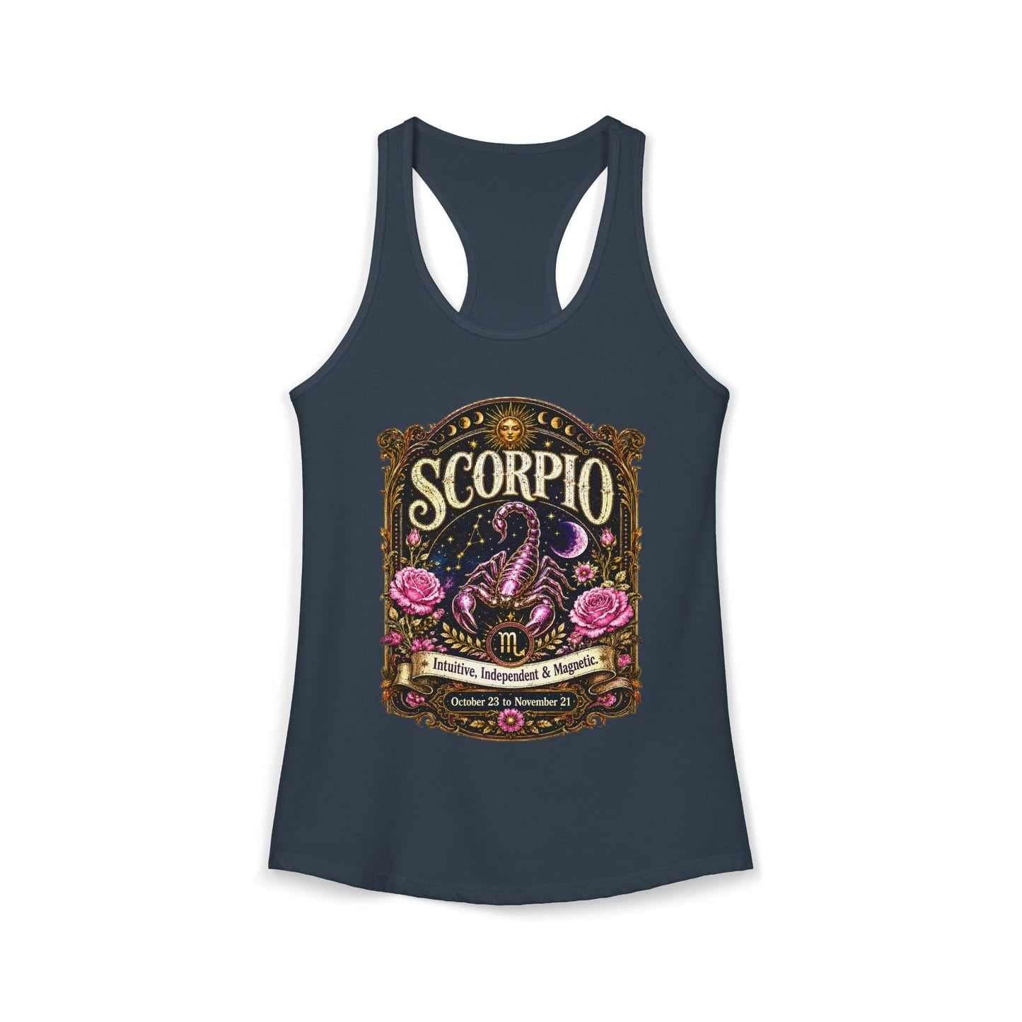 Scorpio Zodiac Women's Racerback Tank – Ornate Scorpion Artwork