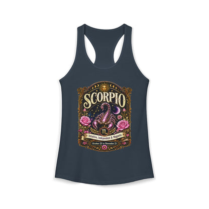 Scorpio Zodiac Women's Racerback Tank – Ornate Scorpion Artwork