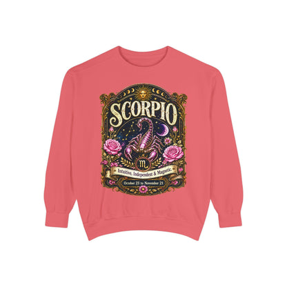 Scorpio Zodiac Garment-Dyed Sweatshirt – Mystic Scorpion Artwork