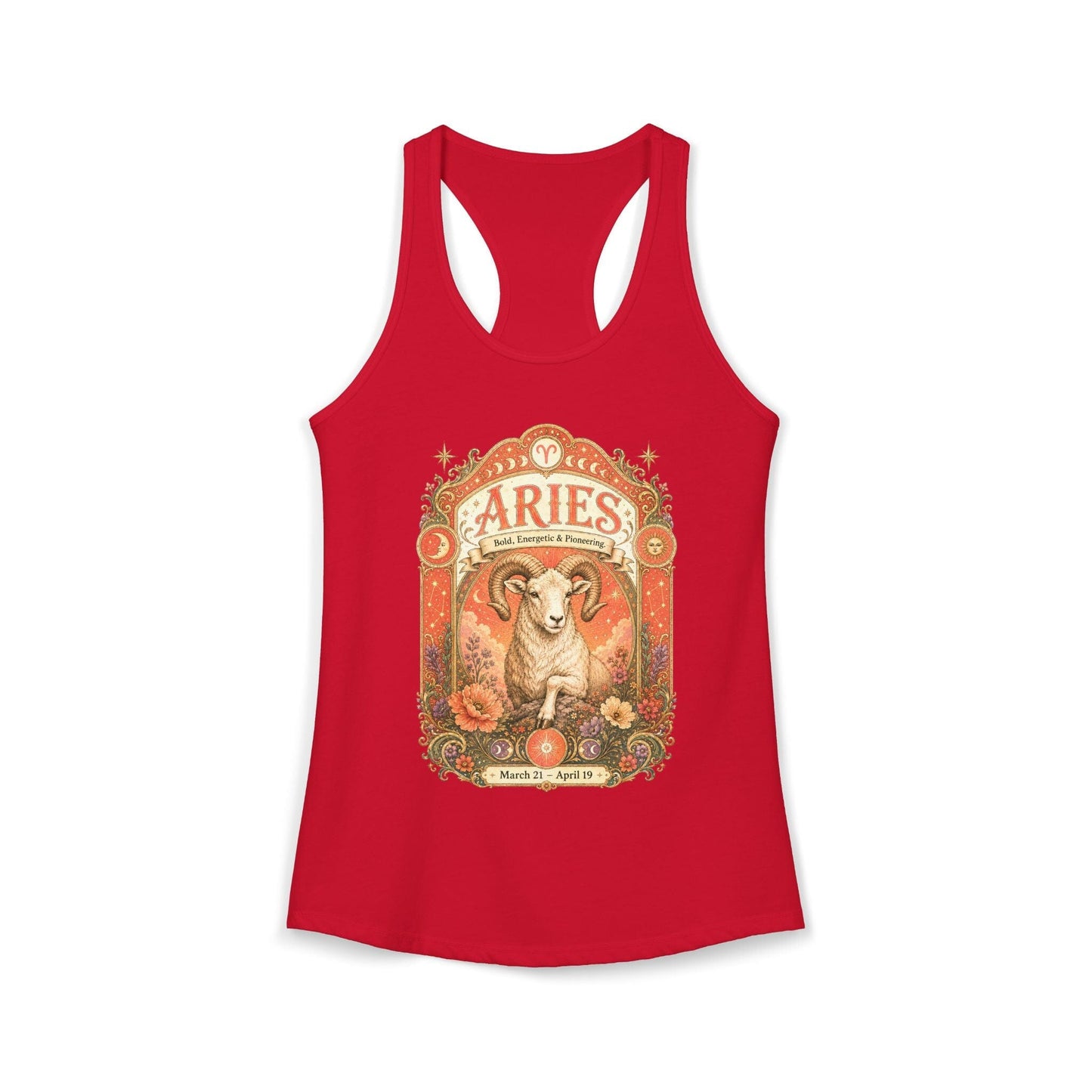 Aries Zodiac Women's Racerback Tank – Ornate Ram Artwork