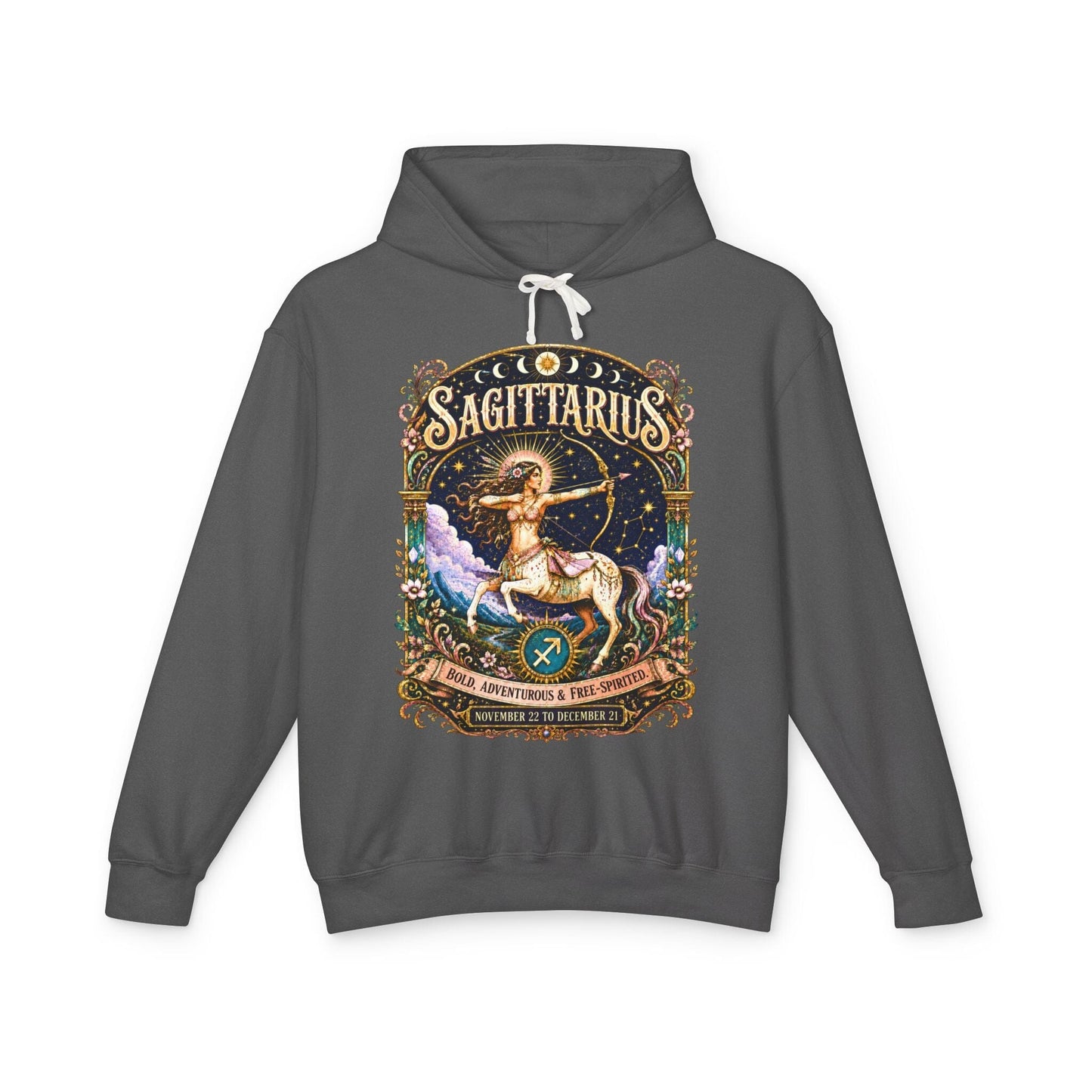 Sagittarius Zodiac Hooded Sweatshirt – Enchanted Archer Artwork
