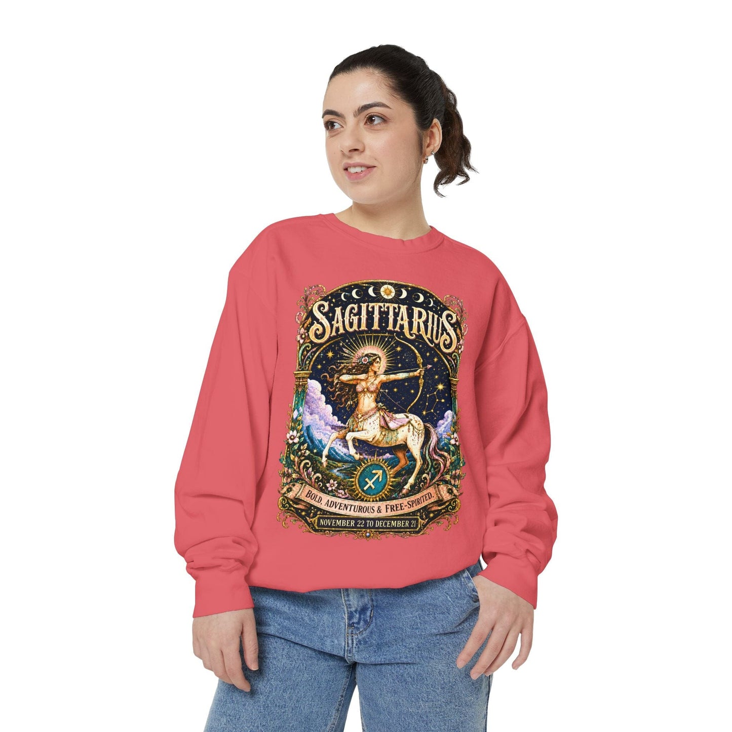 Sagittarius Zodiac Garment-Dyed Sweatshirt – Mystic Archer Artwork