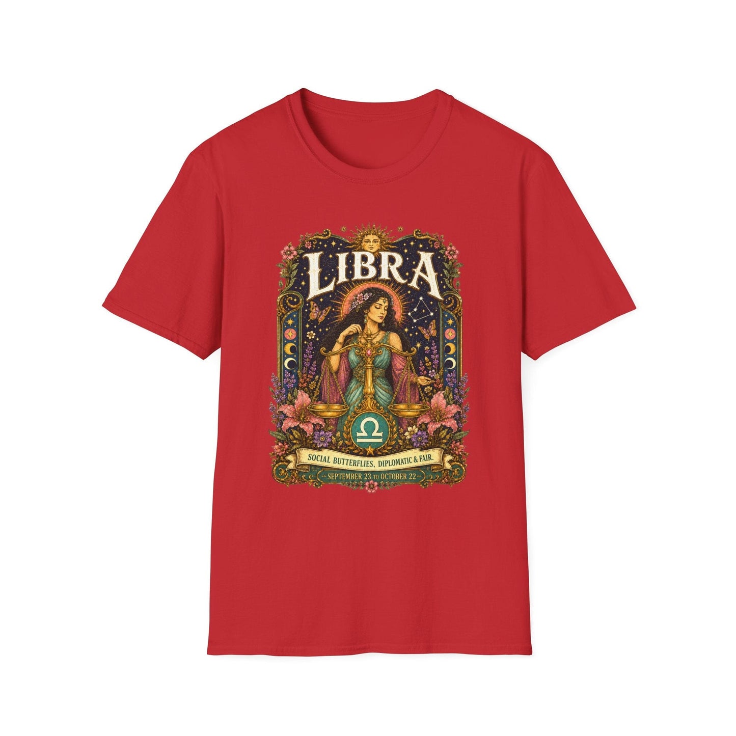 Libra Zodiac Softstyle T-Shirt – Celestial Scales Artwork