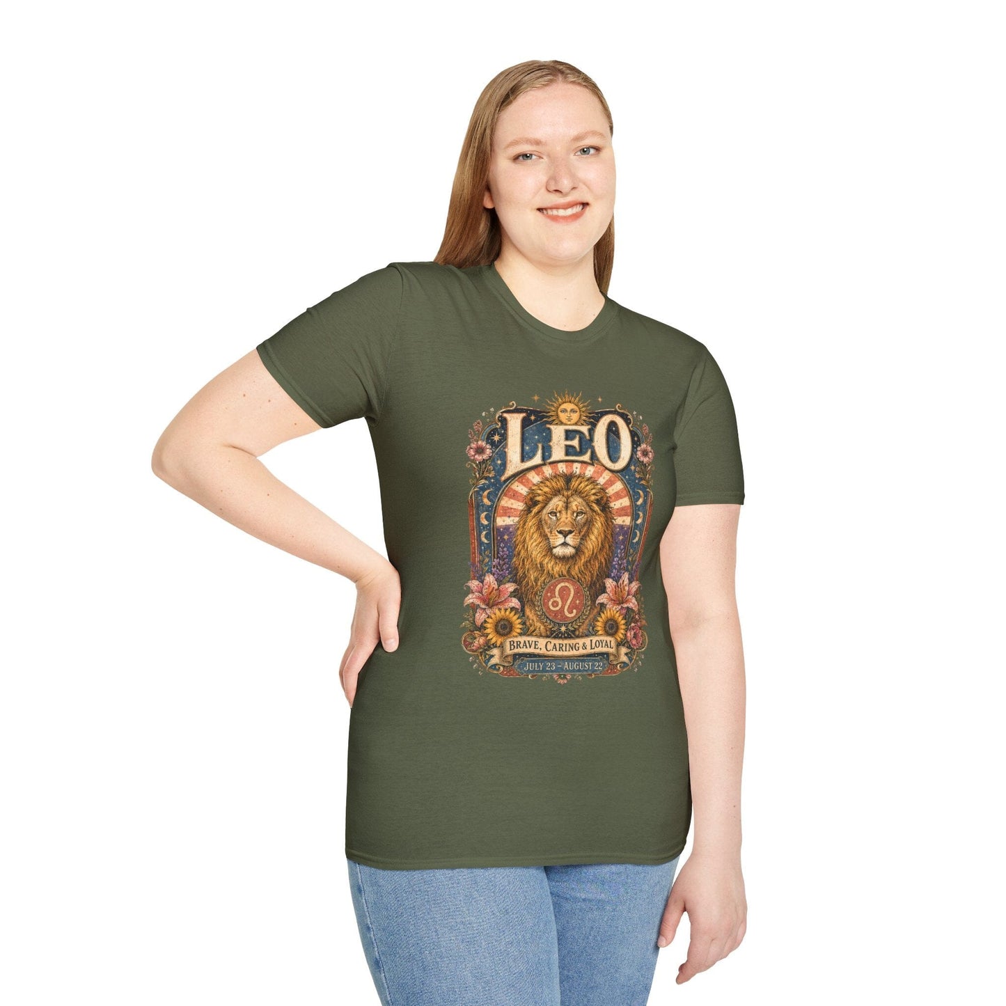 Leo Zodiac Softstyle T-Shirt – Celestial Lion Artwork