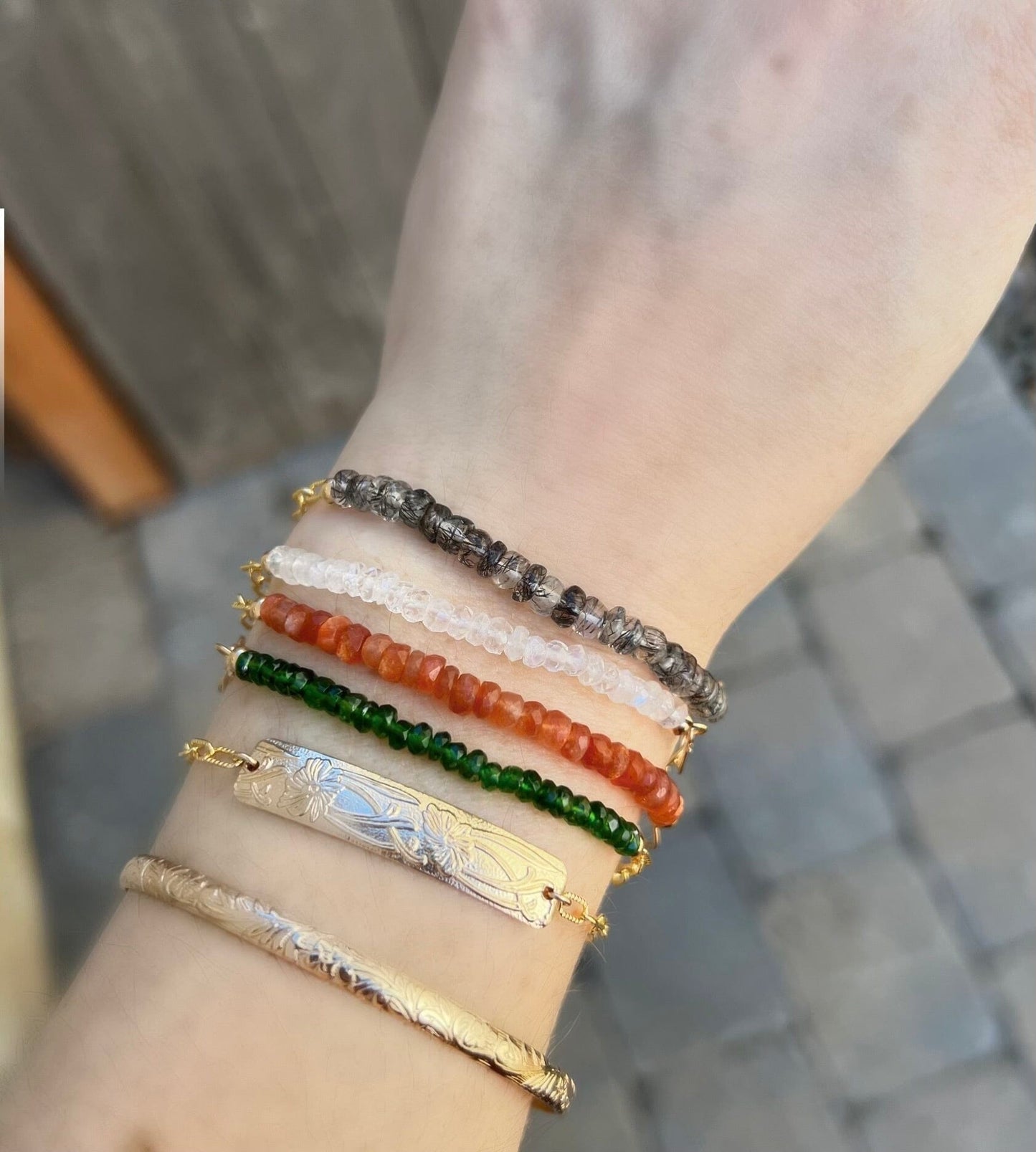 Poppy Bracelet | Etched Floral Stacking Bracelet