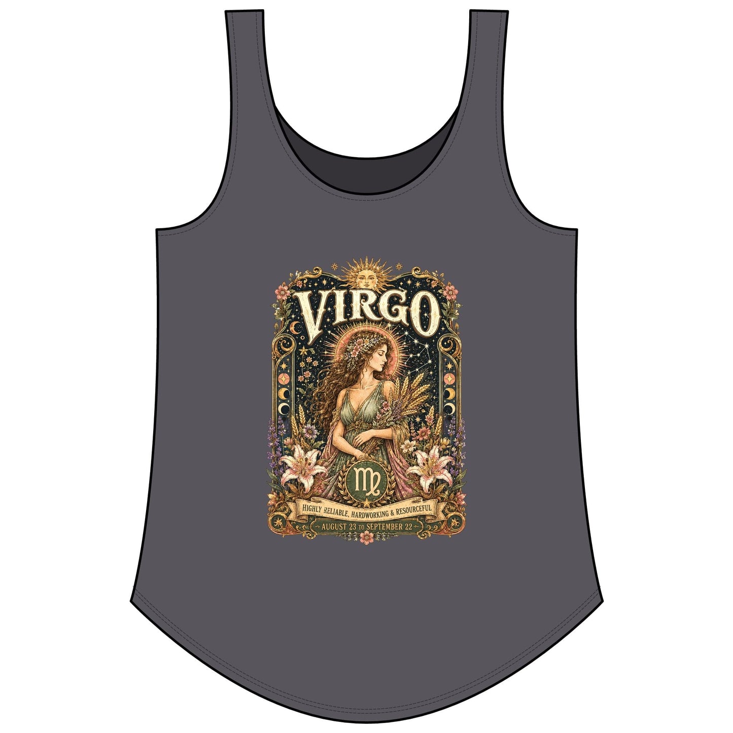 Virgo Zodiac Women's Festival Tank Top – Vintage Maiden Astrology Tank