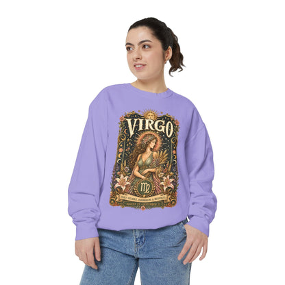 Virgo Zodiac Garment-Dyed Sweatshirt – Mystic Maiden Artwork