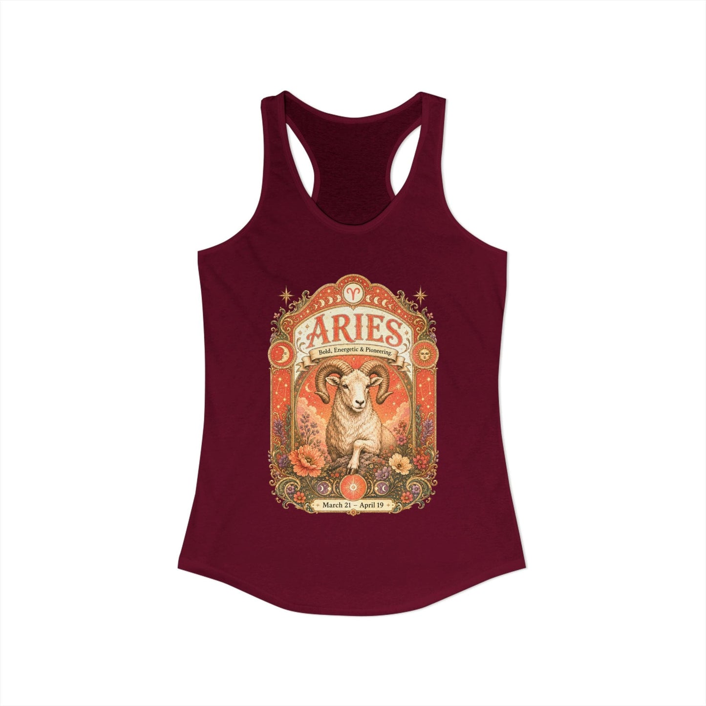 Aries Zodiac Women's Racerback Tank – Ornate Ram Artwork