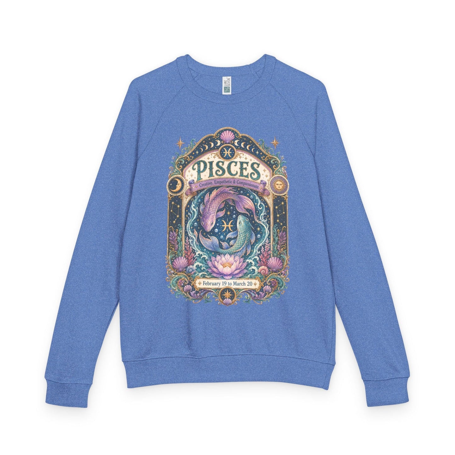 Pisces Zodiac Raglan Sweatshirt – Ethereal Fish Artwork