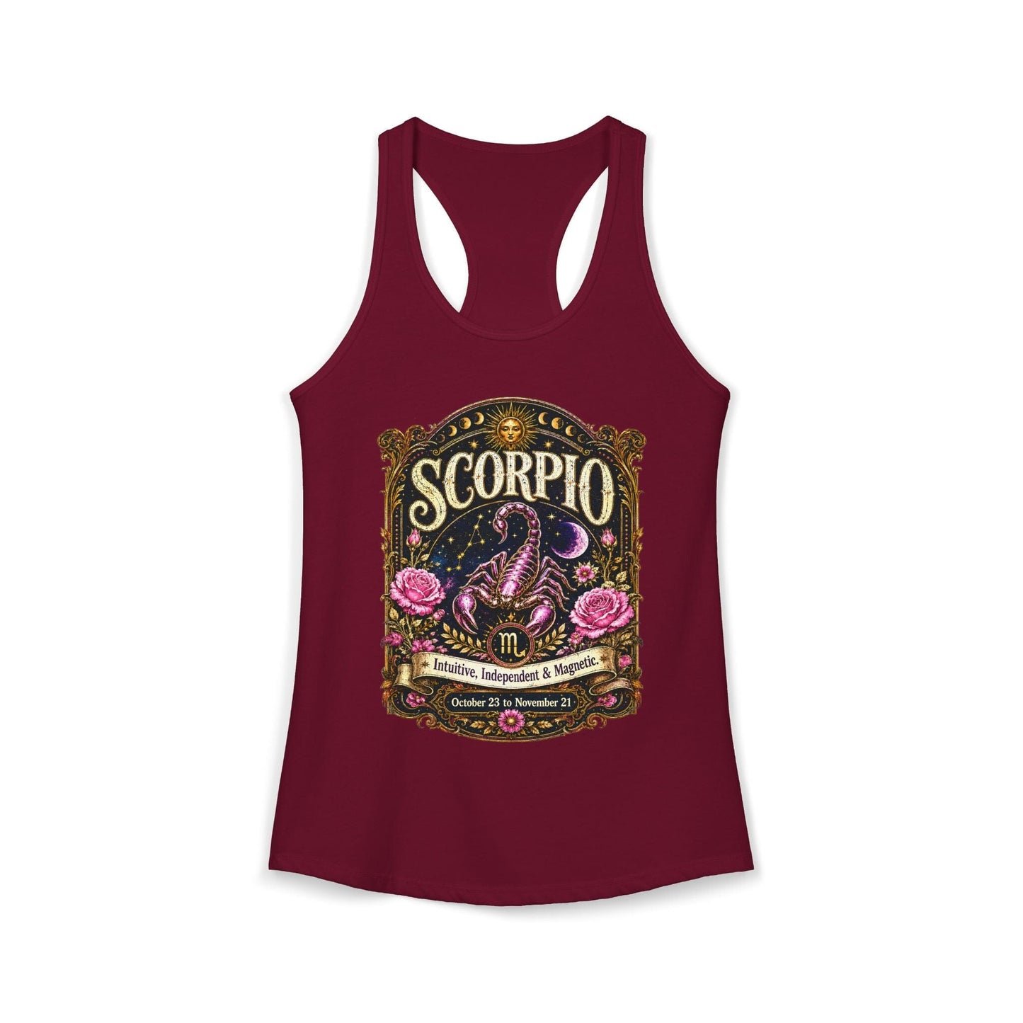 Scorpio Zodiac Women's Racerback Tank – Ornate Scorpion Artwork