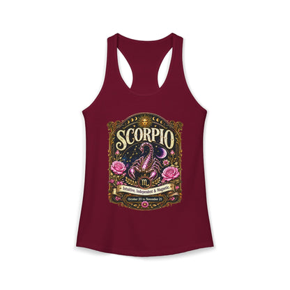 Scorpio Zodiac Women's Racerback Tank – Ornate Scorpion Artwork