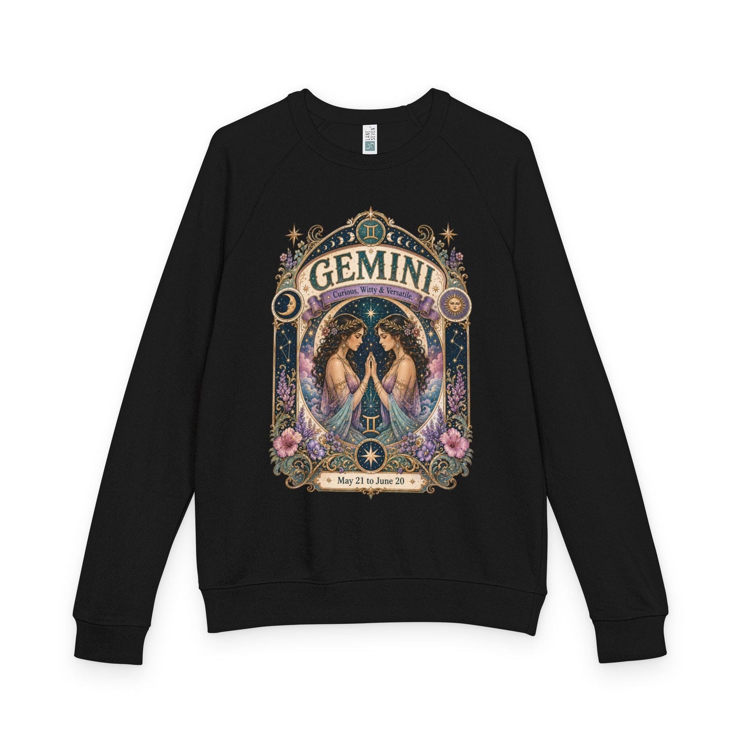 Gemini Zodiac Raglan Sweatshirt – Ethereal Twins Artwork