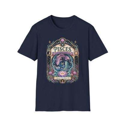 Pisces Zodiac Softstyle T-Shirt – Celestial Fish Artwork