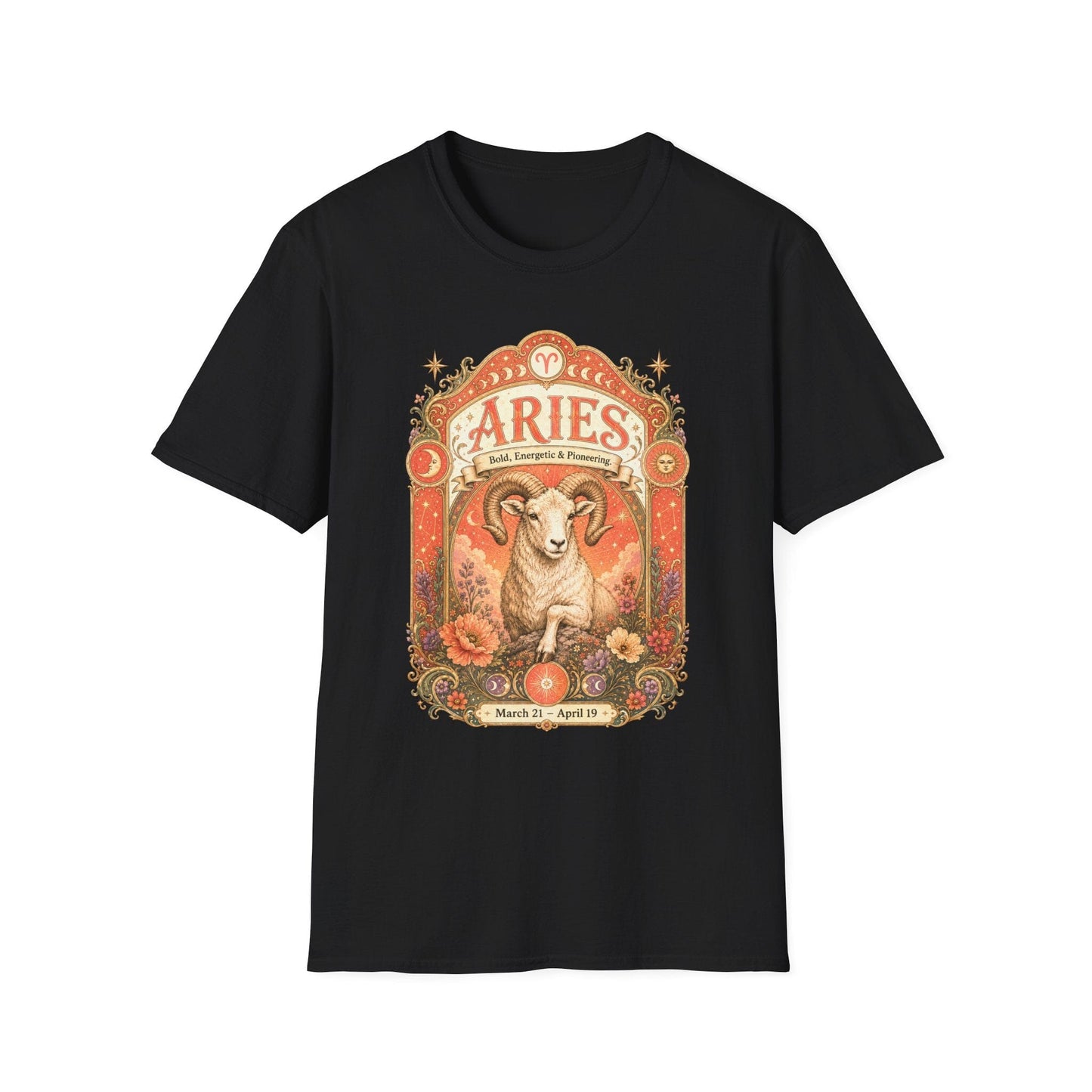 Aries Zodiac Softstyle T-Shirt – Celestial Ram Artwork