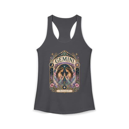 Gemini Zodiac Women's Racerback Tank – Ornate Twins Artwork