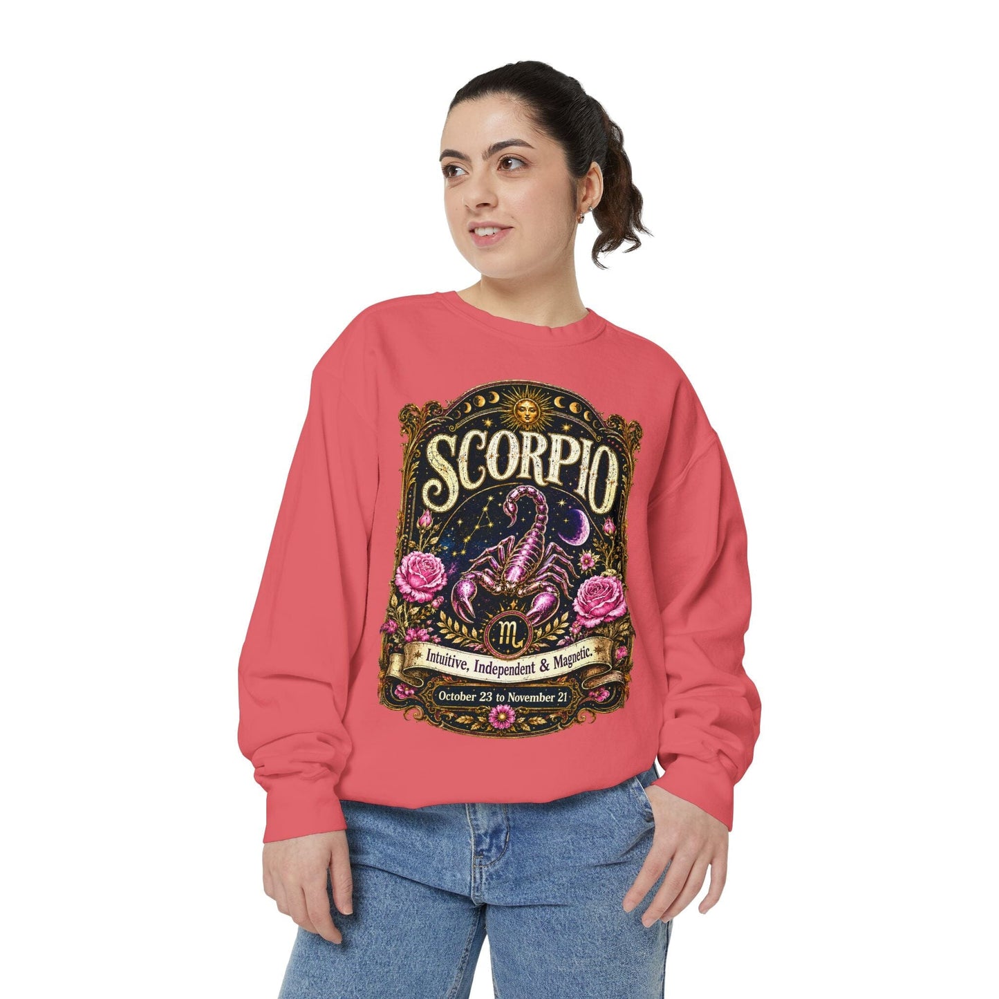 Scorpio Zodiac Garment-Dyed Sweatshirt – Mystic Scorpion Artwork