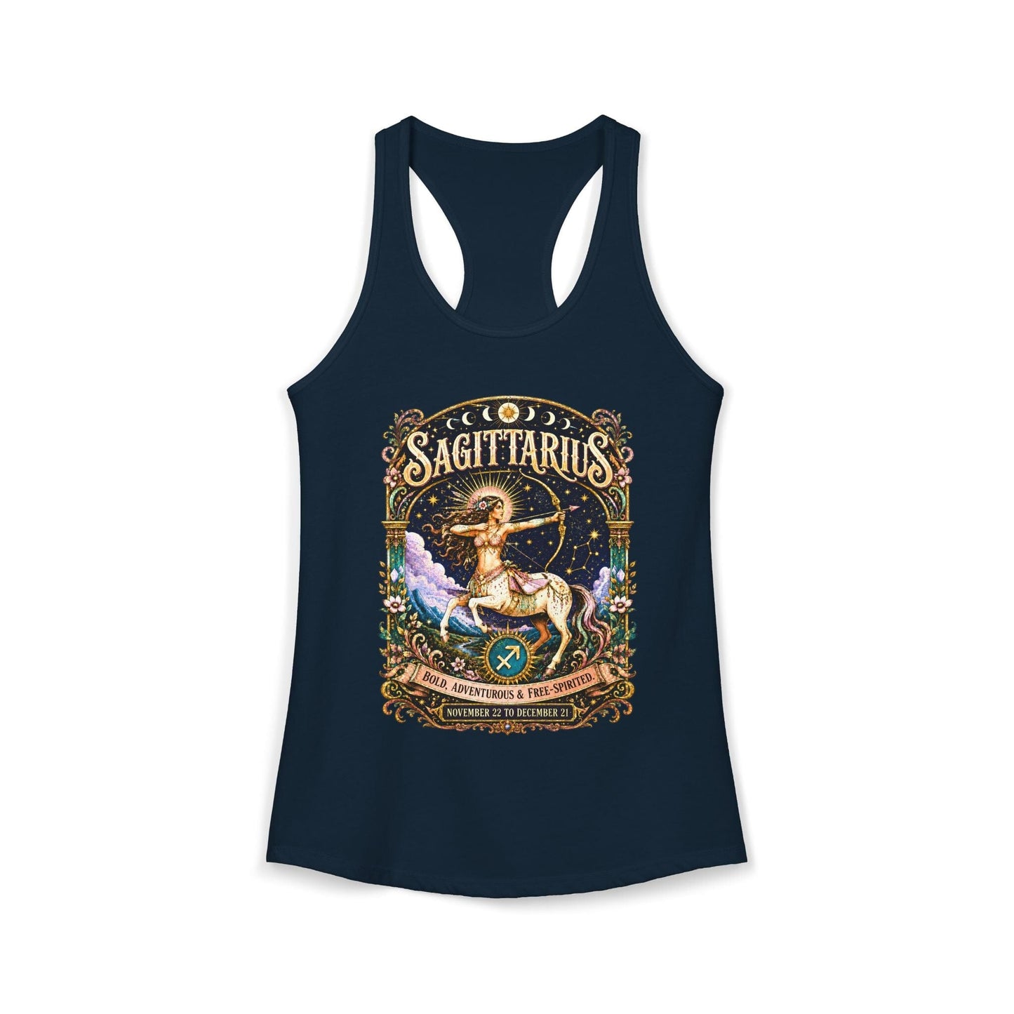 Sagittarius Zodiac Women's Racerback Tank – Ornate Archer Artwork