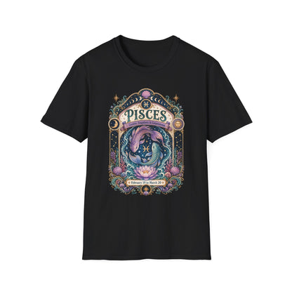 Pisces Zodiac Softstyle T-Shirt – Celestial Fish Artwork