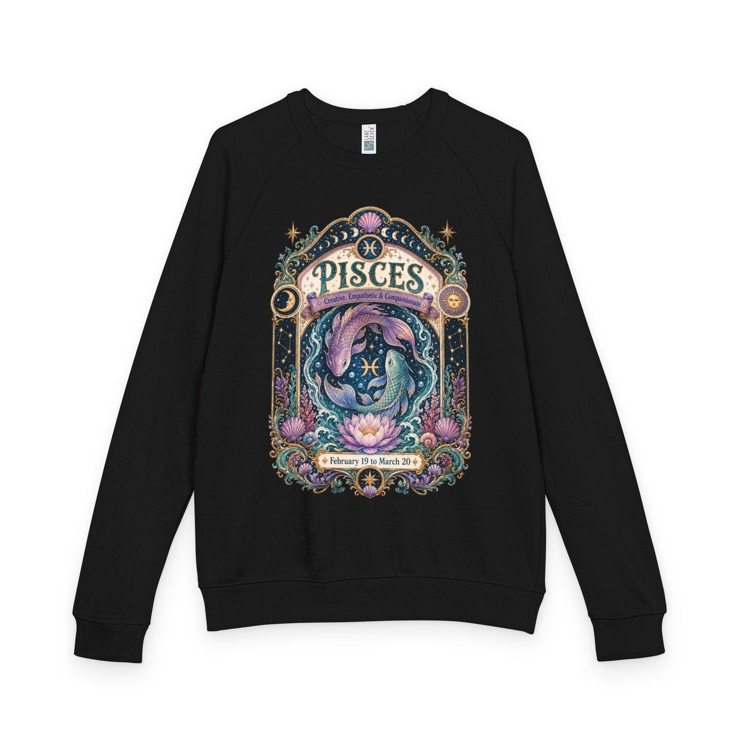 Pisces Zodiac Raglan Sweatshirt – Ethereal Fish Artwork