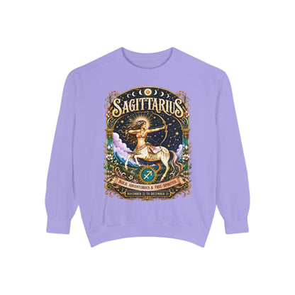 Sagittarius Zodiac Garment-Dyed Sweatshirt – Mystic Archer Artwork