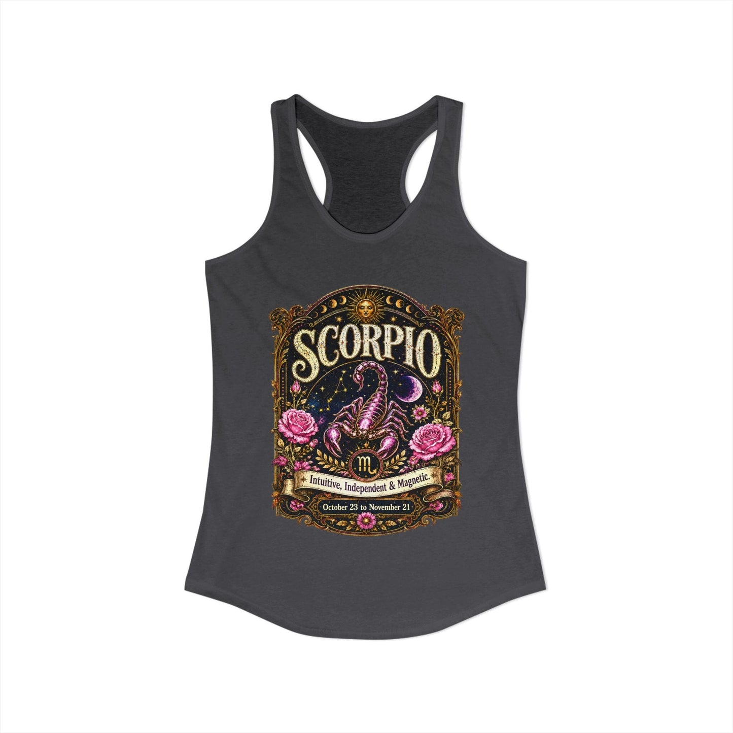 Scorpio Zodiac Women's Racerback Tank – Ornate Scorpion Artwork