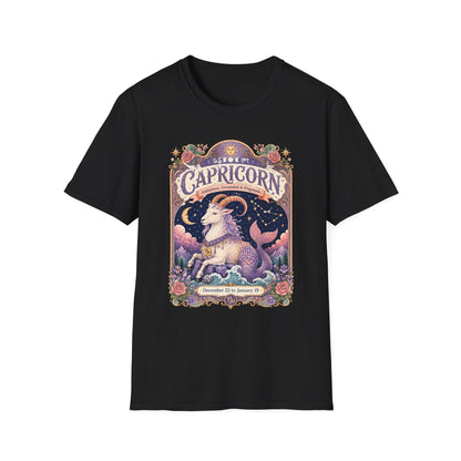 Capricorn Zodiac Softstyle T-Shirt – Celestial Sea Goat Artwork