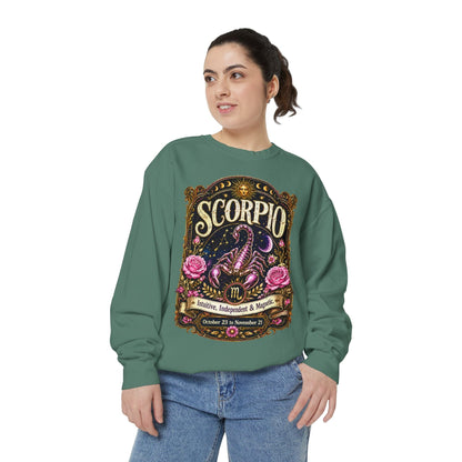 Scorpio Zodiac Garment-Dyed Sweatshirt – Mystic Scorpion Artwork