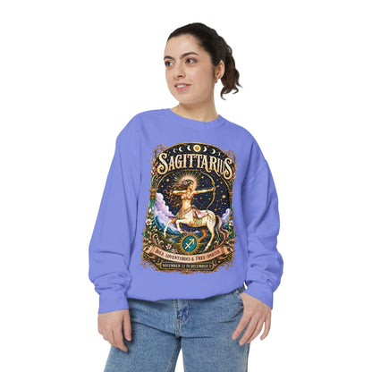 Sagittarius Zodiac Garment-Dyed Sweatshirt – Mystic Archer Artwork