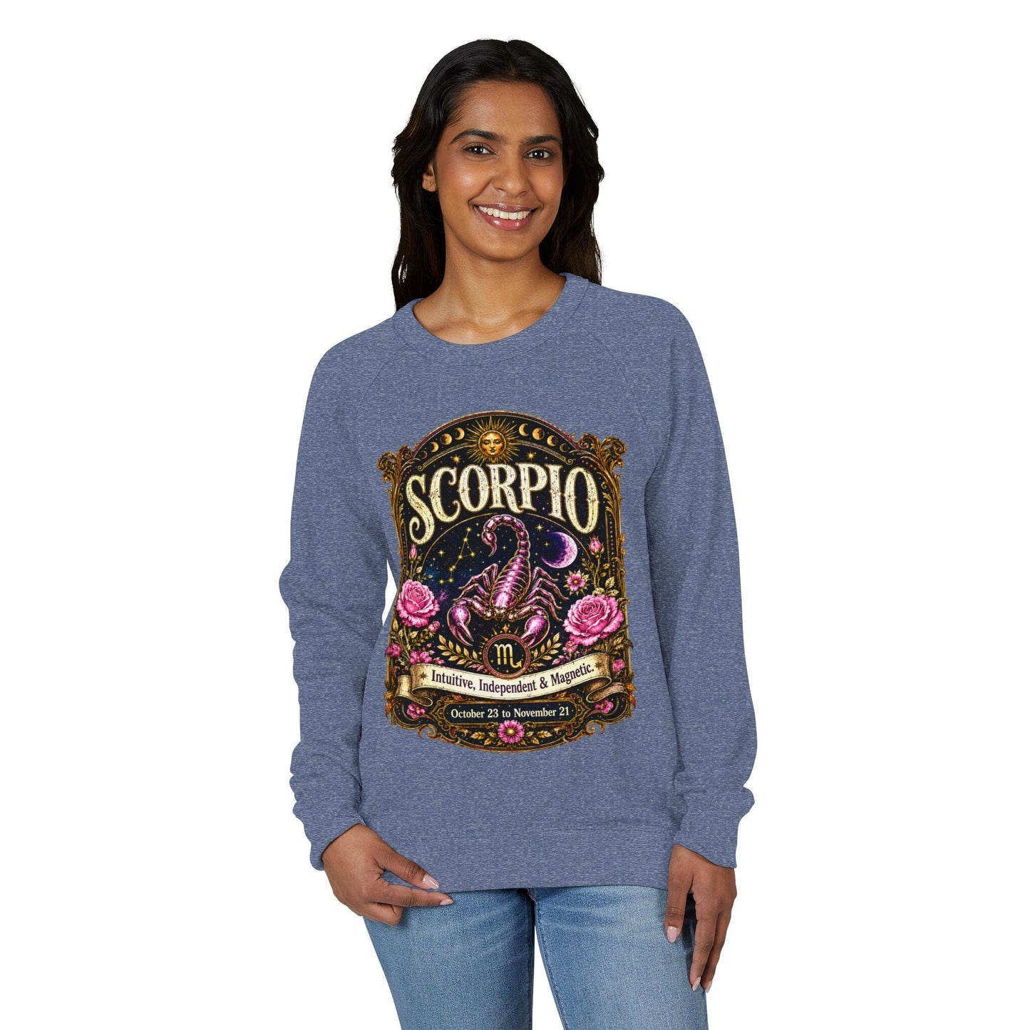 Scorpio Zodiac Raglan Sweatshirt – Ethereal Scorpion Artwork