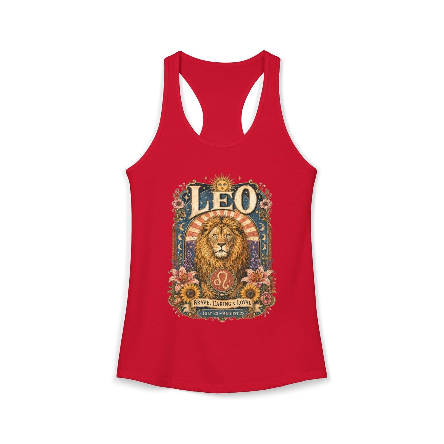 Leo Zodiac Women's Racerback Tank – Ornate Lion Artwork