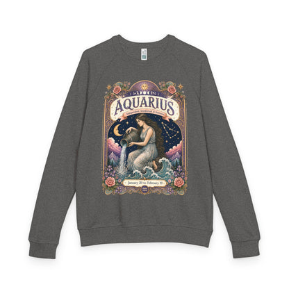 Aquarius Zodiac Raglan Sweatshirt – Ethereal Water Bearer Artwork
