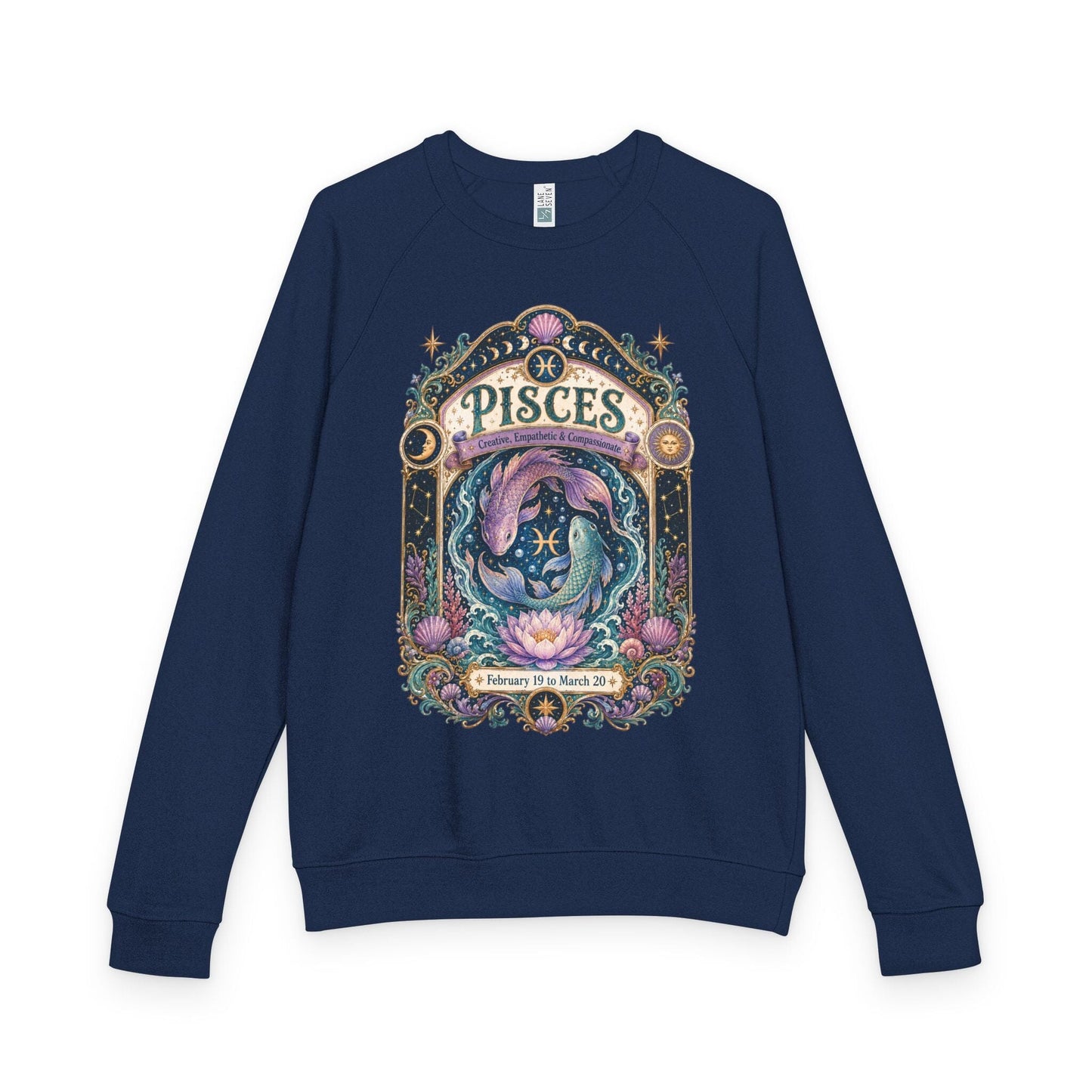 Pisces Zodiac Raglan Sweatshirt – Ethereal Fish Artwork