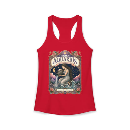 Aquarius Zodiac Women's Racerback Tank – Ornate Water Bearer Artwork