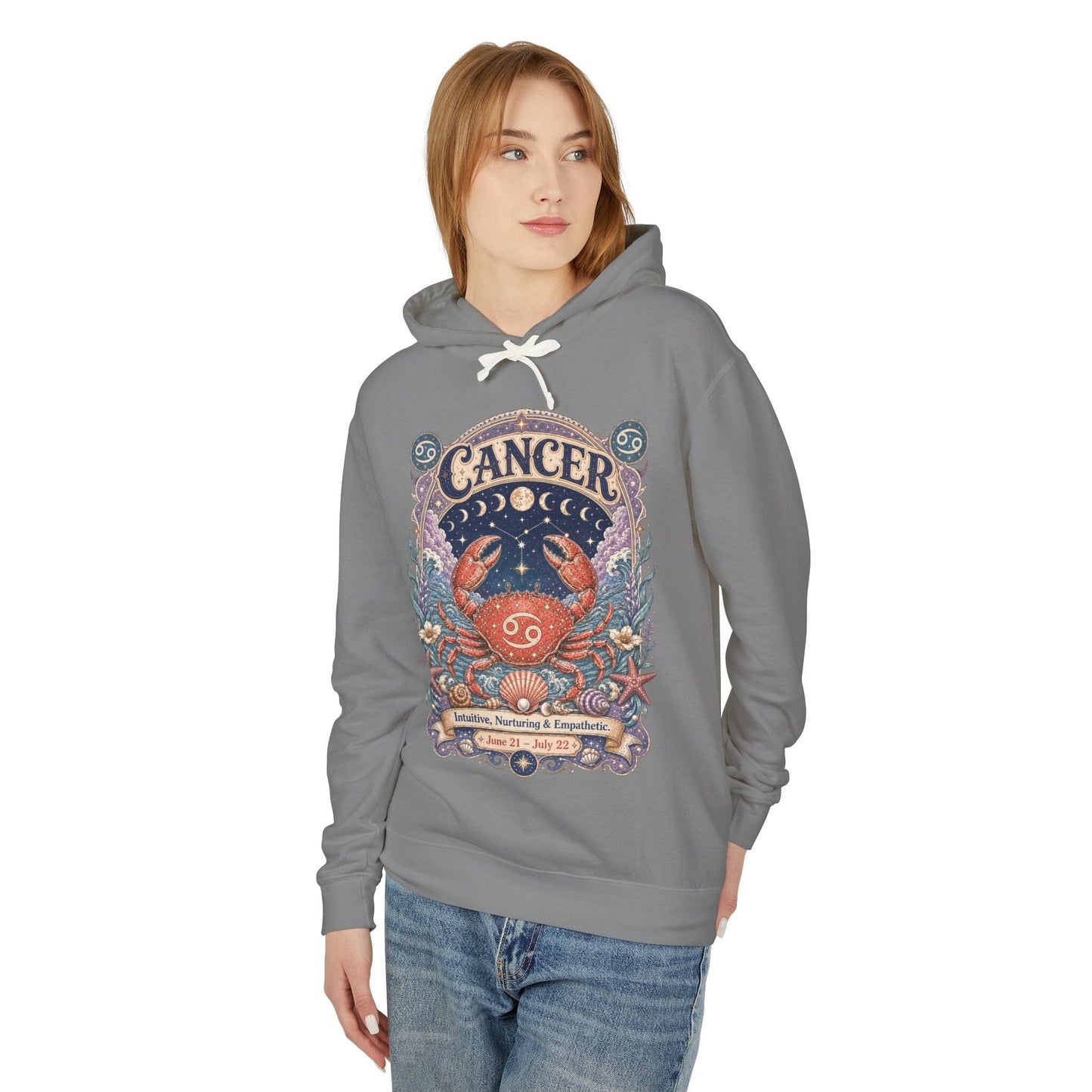 Cancer Zodiac Hooded Sweatshirt – Enchanted Crab Artwork