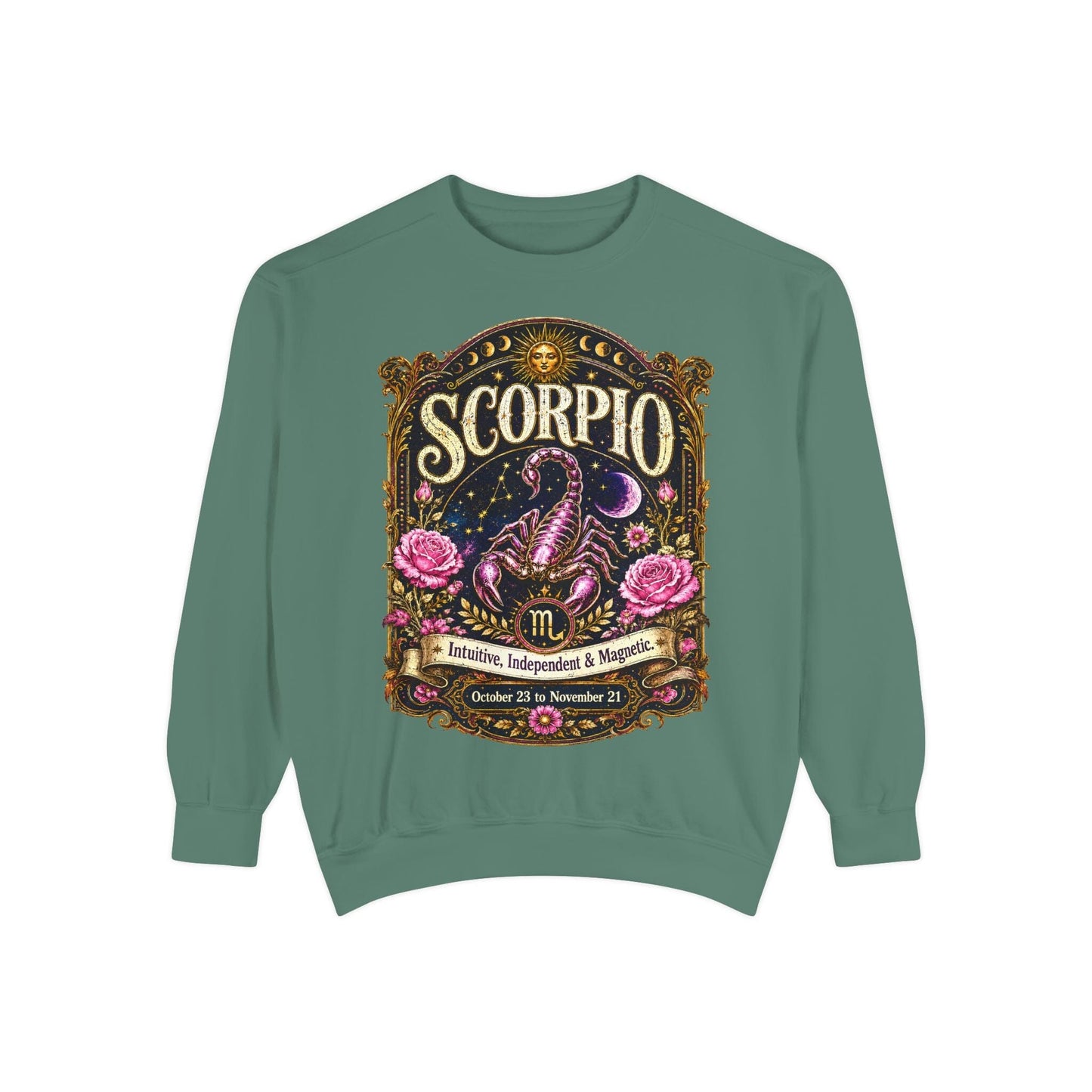 Scorpio Zodiac Garment-Dyed Sweatshirt – Mystic Scorpion Artwork