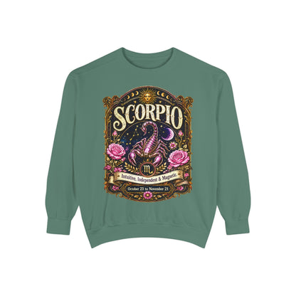 Scorpio Zodiac Garment-Dyed Sweatshirt – Mystic Scorpion Artwork