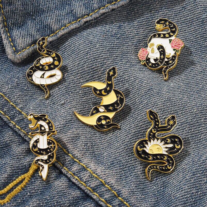 Gothic Snake Enamel Pin Set