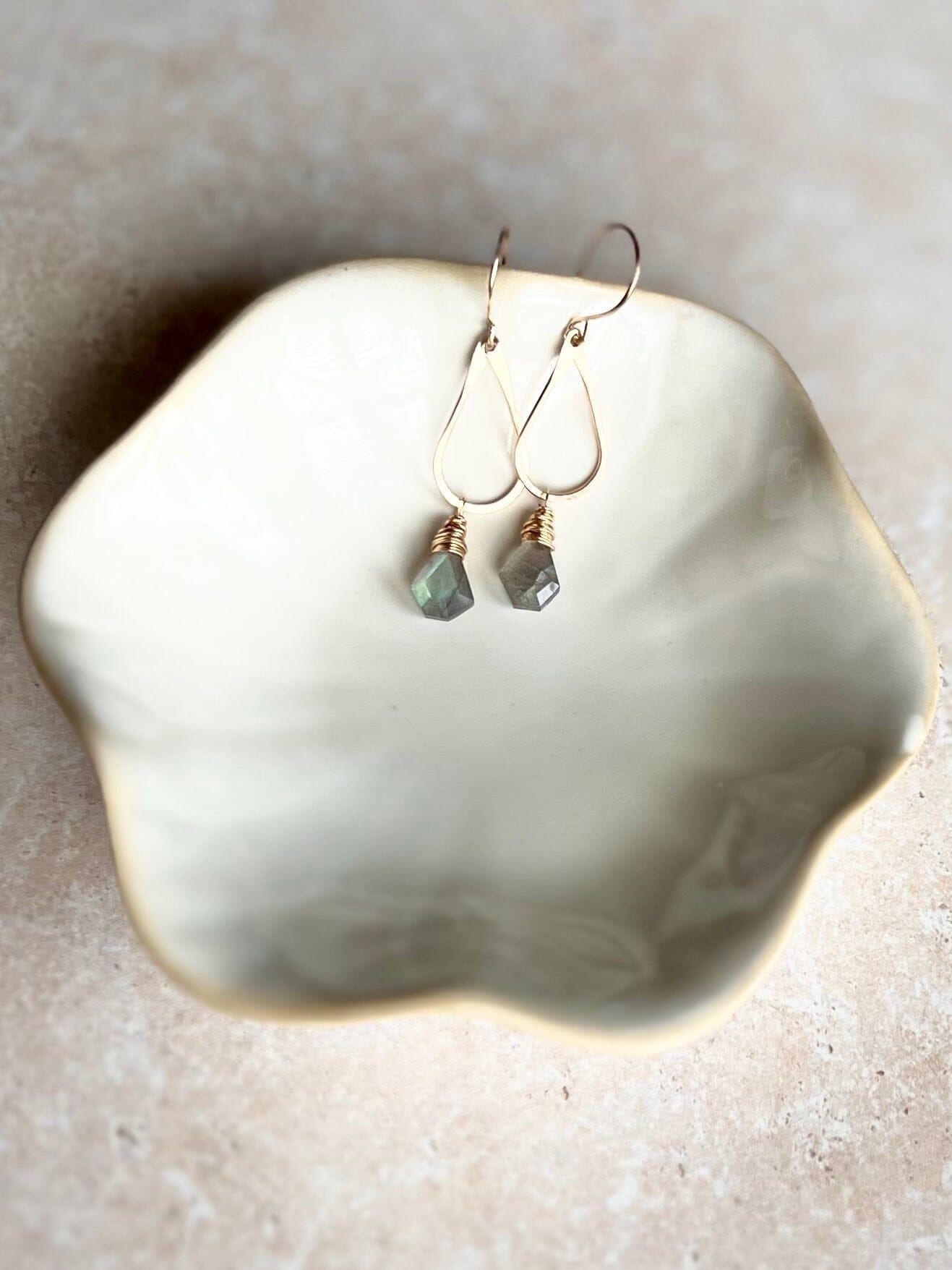 Prism Hoop Earrings | Labradorite Gemstone Hoops