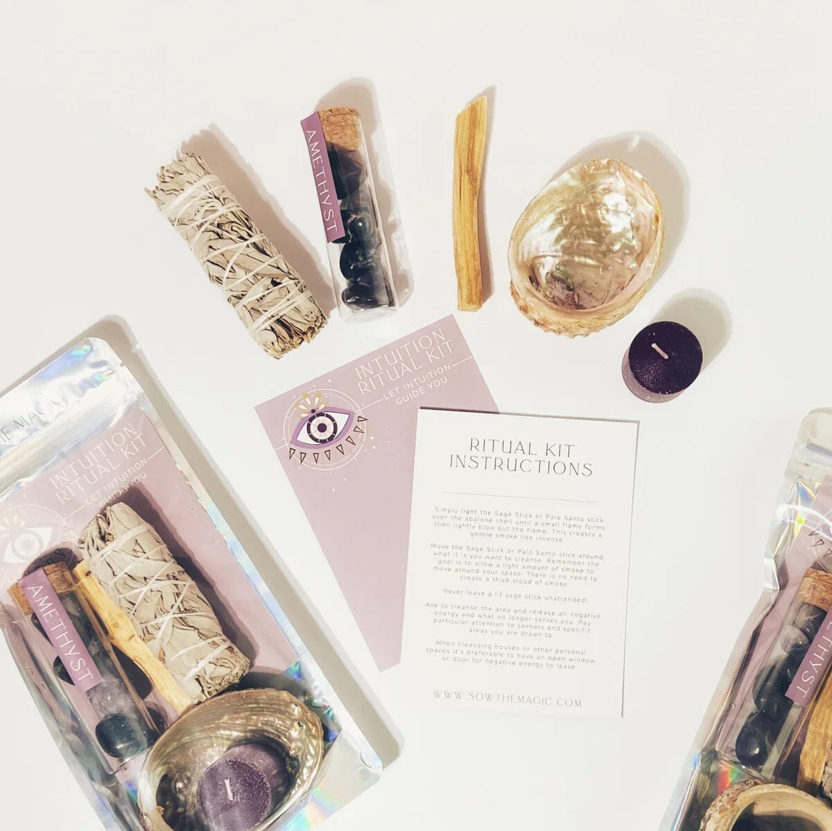 Intuition + Guidance Ritual Spell Kit Protection with Amethyst, Palo Santo + Sage