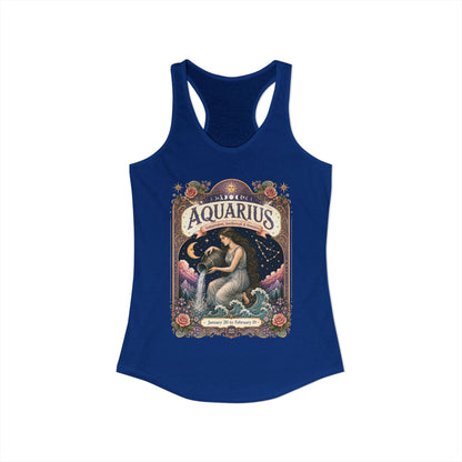 Aquarius Zodiac Women's Racerback Tank – Ornate Water Bearer Artwork