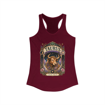 Taurus Zodiac Women's Racerback Tank – Ornate Bull Artwork