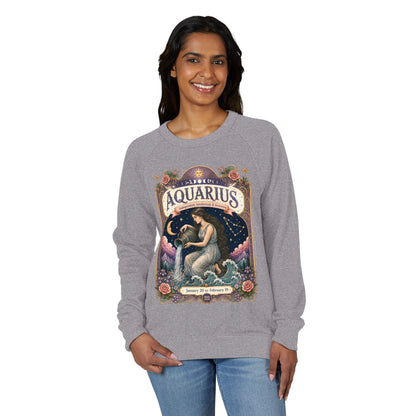 Aquarius Zodiac Raglan Sweatshirt – Ethereal Water Bearer Artwork