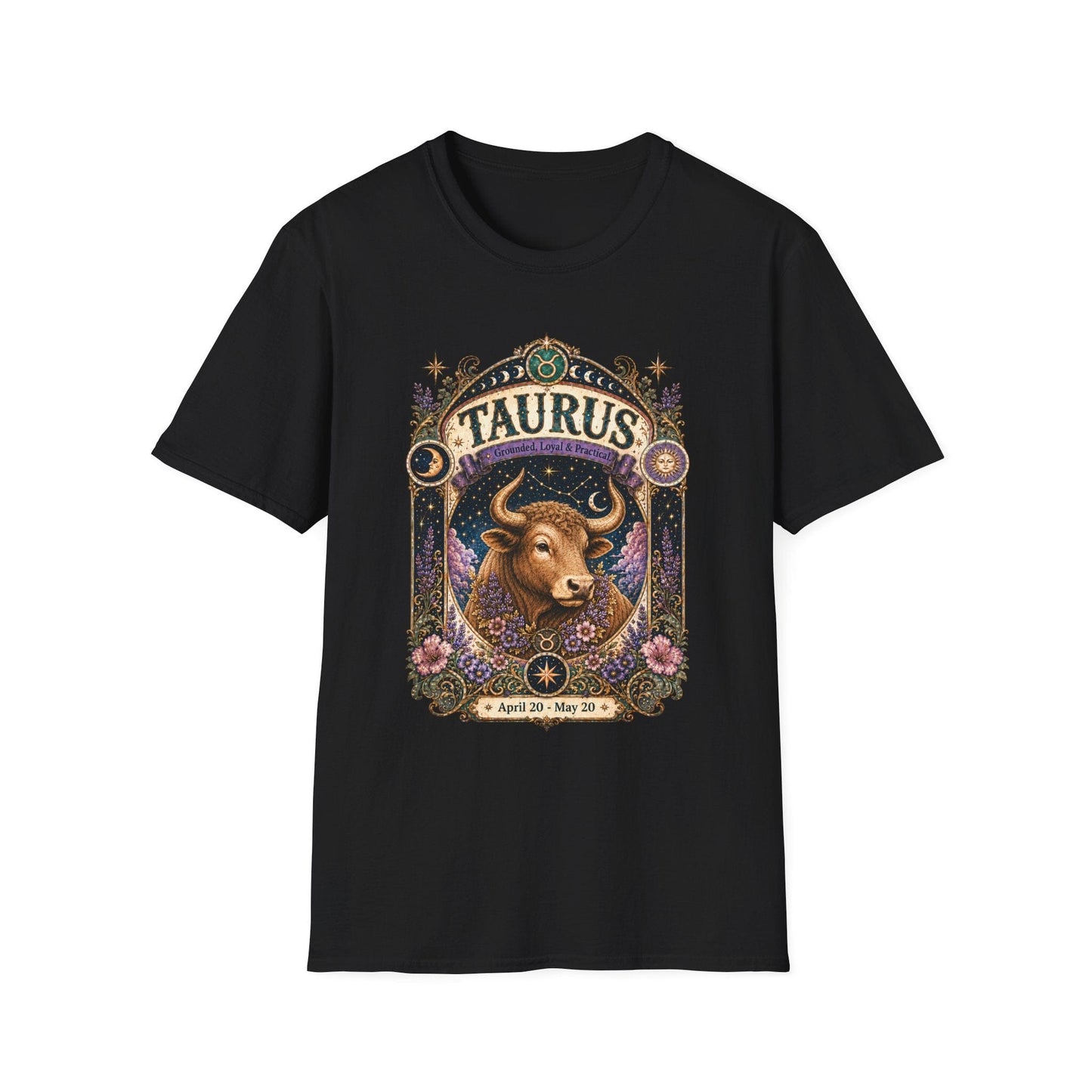 Taurus Zodiac Softstyle T-Shirt – Celestial Bull Artwork